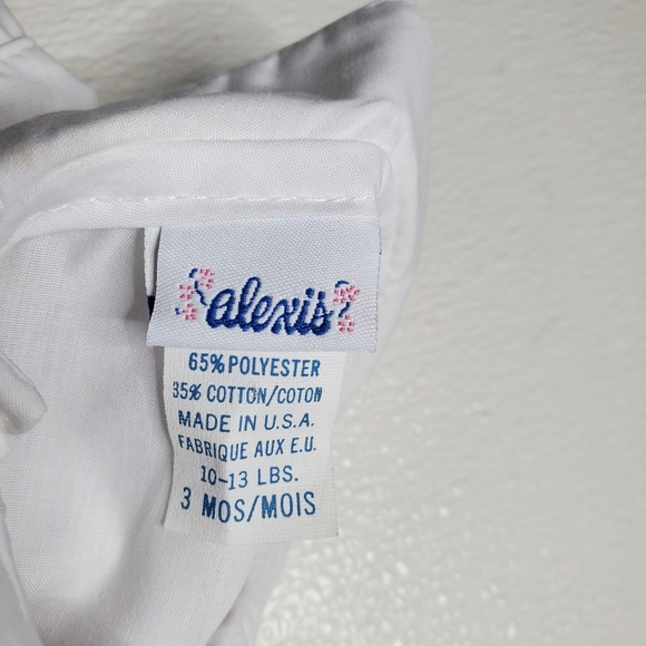 Vintage Alexis Formal Christening or Baptism Romper Outfit White Baby Boy 3M - Picture 3 of 3